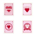 Set Valentine s day postage stamps, collection for postcard, mail envelope. Hearts, retro, vintage, vector, isolated Royalty Free Stock Photo