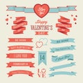 The Set of Valentines Day Ribbons Royalty Free Stock Photo