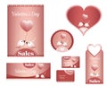 Set Valentine`s day -sales, birds, heart- flyer, poster, banner, card, label