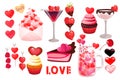 Set for Valentine\'s Day, wedding, Women\'s Day.Elements for holidays.