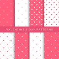 Set of Valentine's Day hearts vector seamless patterns Royalty Free Stock Photo