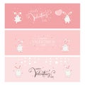 Set of Valentines Banners with Bunny