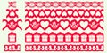 Set of Valentines borders. Seamless ribbons pattern brushes design. Template for cutting out paper or wood. Stencil Repeat flat