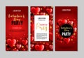 Set of Valentines Day Party Flyers. Vector illustration EPS10