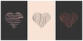 Set of Valentines day trendy contemporary abstract creative minimalist hand draw posters decoration, postcard,brochure Royalty Free Stock Photo