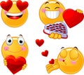 Set of Valentines smileys emoticons Royalty Free Stock Photo