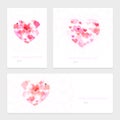 Set of Valentines wishes with abstract hearts and curls