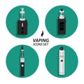 Set vaping flat icons