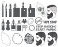 Set of vaping objects icons, elements