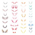 Set of varicolored watercolor deer horns Royalty Free Stock Photo