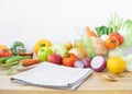 Set of variety vegetable with copy space on kitchen counter bar