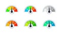 Set of various abstract meters. Graphic element of tachometer, speedometer, indicators, score.