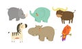 Set of African animals. Adorable cartoon characters. Wildlife theme. Flat vector elements for children book Royalty Free Stock Photo