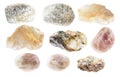 Set of various albite stones cutout on white Royalty Free Stock Photo