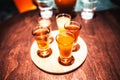 Set of various alcoholic drinks on table Royalty Free Stock Photo