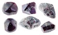 Set of various Almandine Almandite garnets Royalty Free Stock Photo