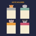 Set of various animal note holders