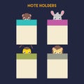 Set of various animal note holders Royalty Free Stock Photo