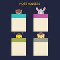 Set of various animal note holders