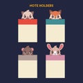 Set of various animal note holders Royalty Free Stock Photo