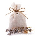 Set of various aromatic herbs in a bag isolated