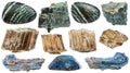 Set of various Asbestos mineral stones isolated Royalty Free Stock Photo