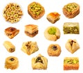 set of various baklava pieces cut out on white Royalty Free Stock Photo