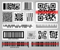 Set of various bar code or set of packaging label bar code or qr codes. eps 10,