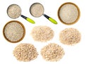 Set of various barley groats cutout on white