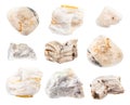 Set of various Baryte Barite rocks isolated