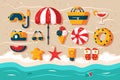 Set of various beach accessories Royalty Free Stock Photo