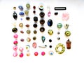 A set of various beads, seashells and accessories items isolated on a white background