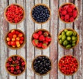 Set various berries. Strawberries, currant, cherry, raspberries, gooseberries and bilberry.