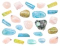 Set of various Beryl gemstones isolated on white Royalty Free Stock Photo