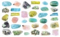 Set of various beryl stones cutout on white Royalty Free Stock Photo