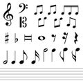 Set of various black musical note Royalty Free Stock Photo
