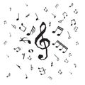 Set of various black musical note icon isolated on white background. Royalty Free Stock Photo