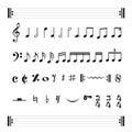 Set of various black musical note icon isolated on white background. Royalty Free Stock Photo