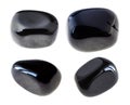 Set of various black Onyx gem stones cutout Royalty Free Stock Photo