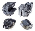 Set of various black Schorl stones cutout