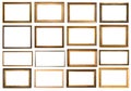 Set of various blank horizontal old picture frames