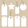 Set of various blank paper tags, labels, stickers. Isolated elements, flat design.