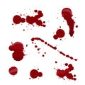 Set of various blood or paint splatters in halloween day on whit