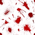 Red blood or paint splatters splash spot seamless pattern background vector illustration