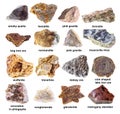 Set of various brown raw rocks with names cutout Royalty Free Stock Photo