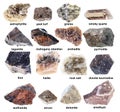 Set of various brown rough rocks with names cutout Royalty Free Stock Photo