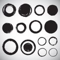 Set of various brush drawn circles, round frames