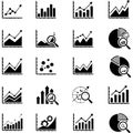 Set of various business analytics and data visualization icons with graphs and charts Royalty Free Stock Photo