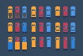 Set of various car. City vehicle transport. Flat vector top view illustration.