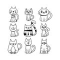 Set of various cats of different shapes and sizes